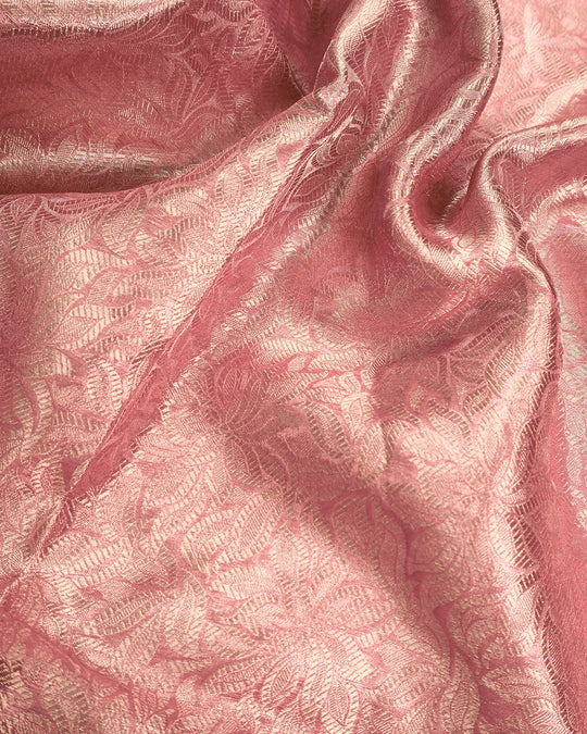 Blush Rose Pure Tissue Saree with Heritage Floral Jaal and Border