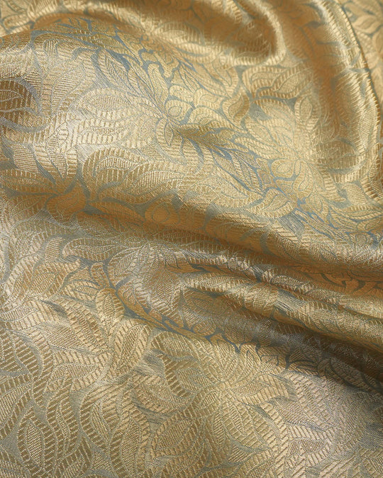 Aqua Blue Pure Tissue Saree with Heritage Jaal and Elegant Border