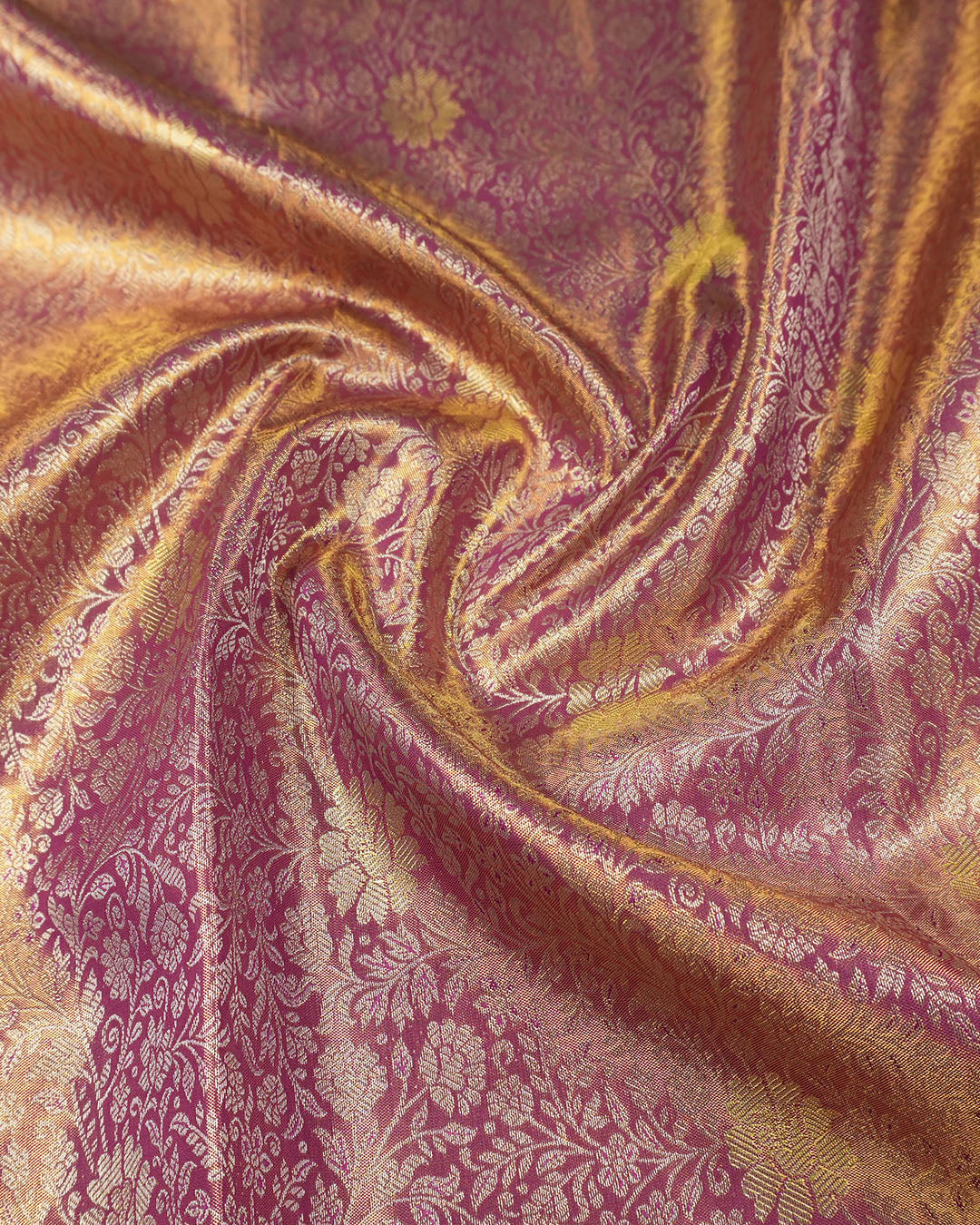 Deep Purple Pure Kanjivaram Saree with Floral Jaal and Brocade Border