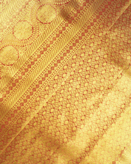 Rani Pure Kanjivaram Saree with Heritage Jaal and Grand Brocade Weaving