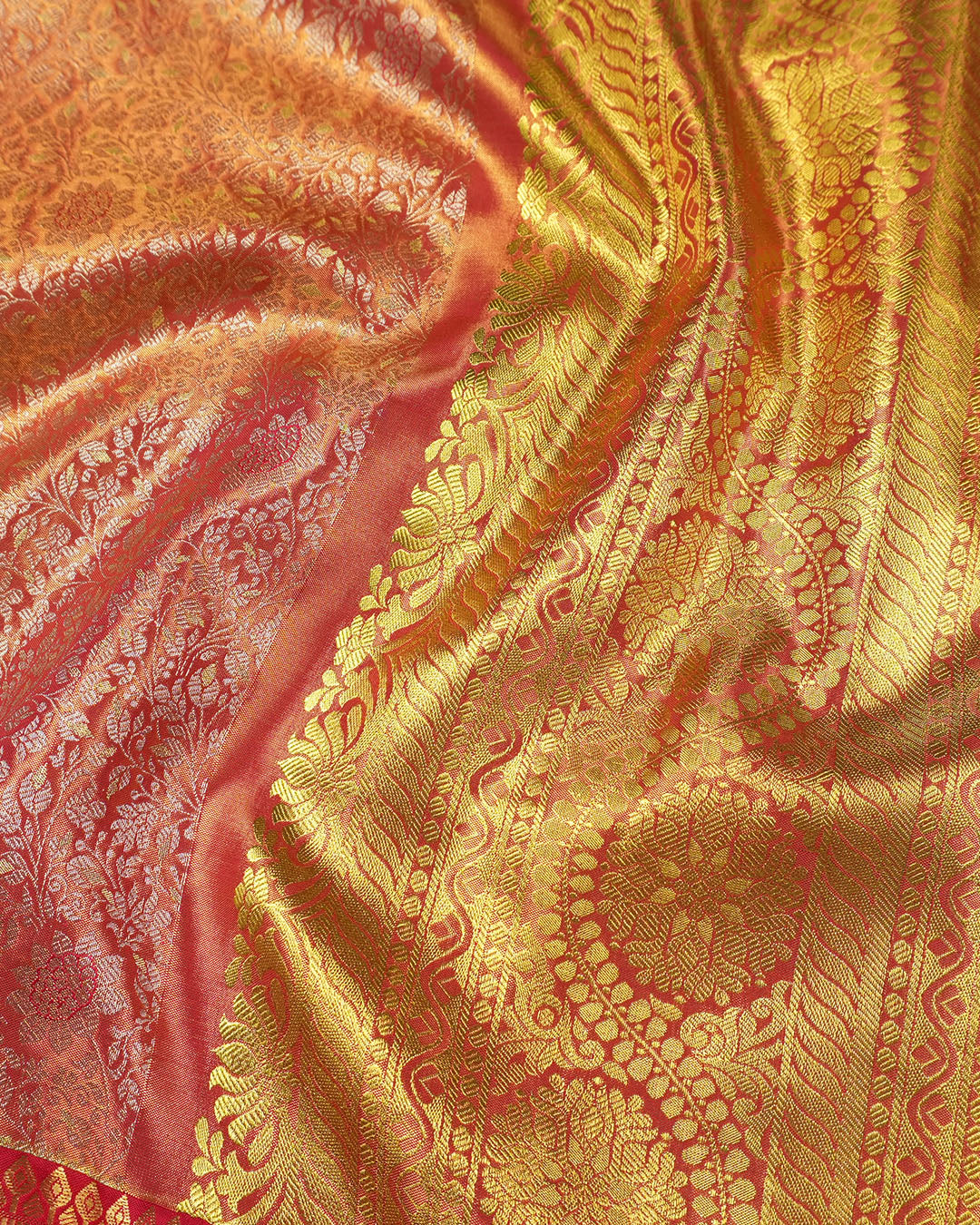 Rani Pure Kanjivaram Saree with Heritage Jaal and Grand Brocade Weaving
