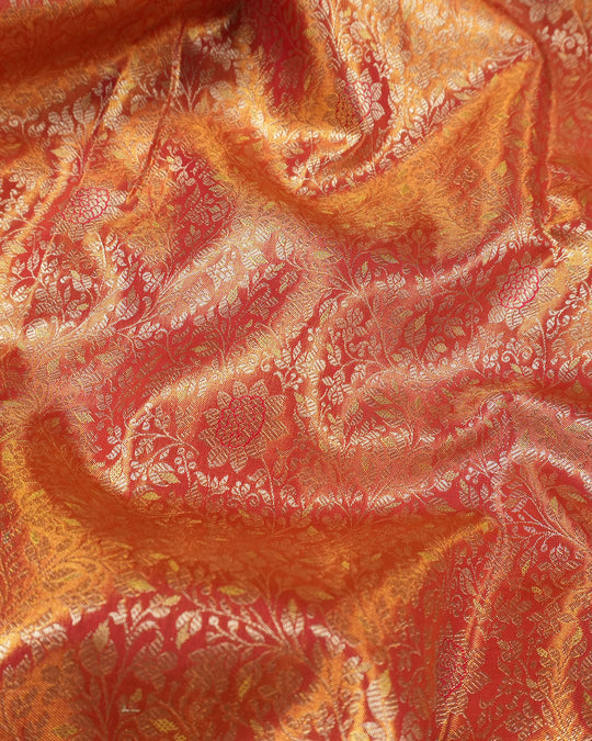 Rani Pure Kanjivaram Saree with Heritage Jaal and Grand Brocade Weaving