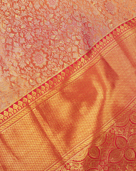 Rani Pure Kanjivaram Saree with Heritage Jaal and Grand Brocade Weaving