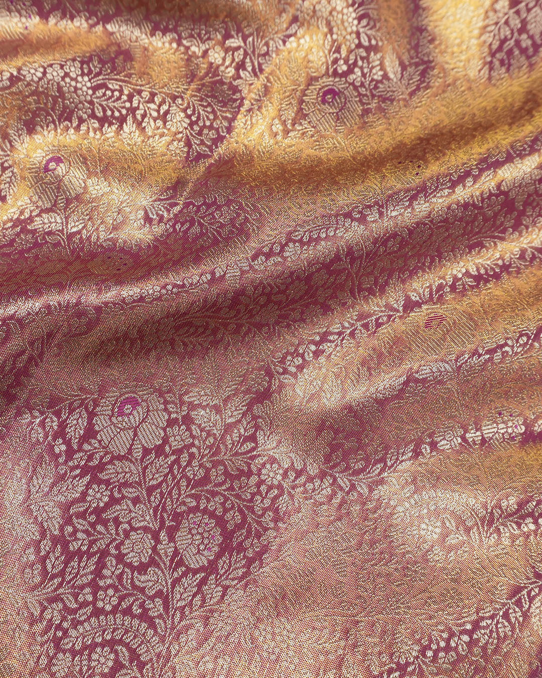 Purple Pure Kanjivaram Saree with Intricate Royal Floral Weaving