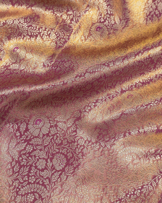 Purple Pure Kanjivaram Saree with Intricate Royal Floral Weaving