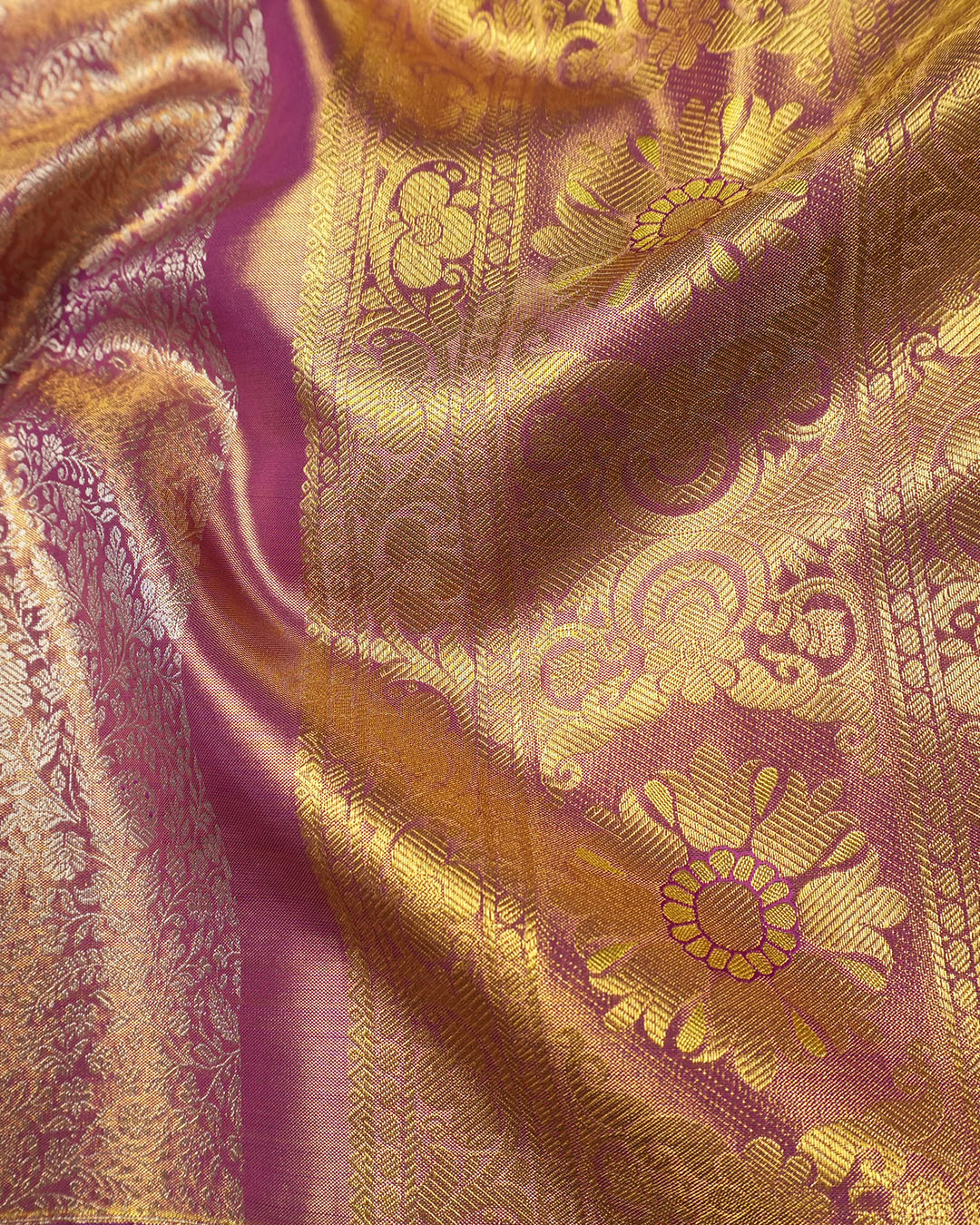 Purple Pure Kanjivaram Saree with Intricate Royal Floral Weaving