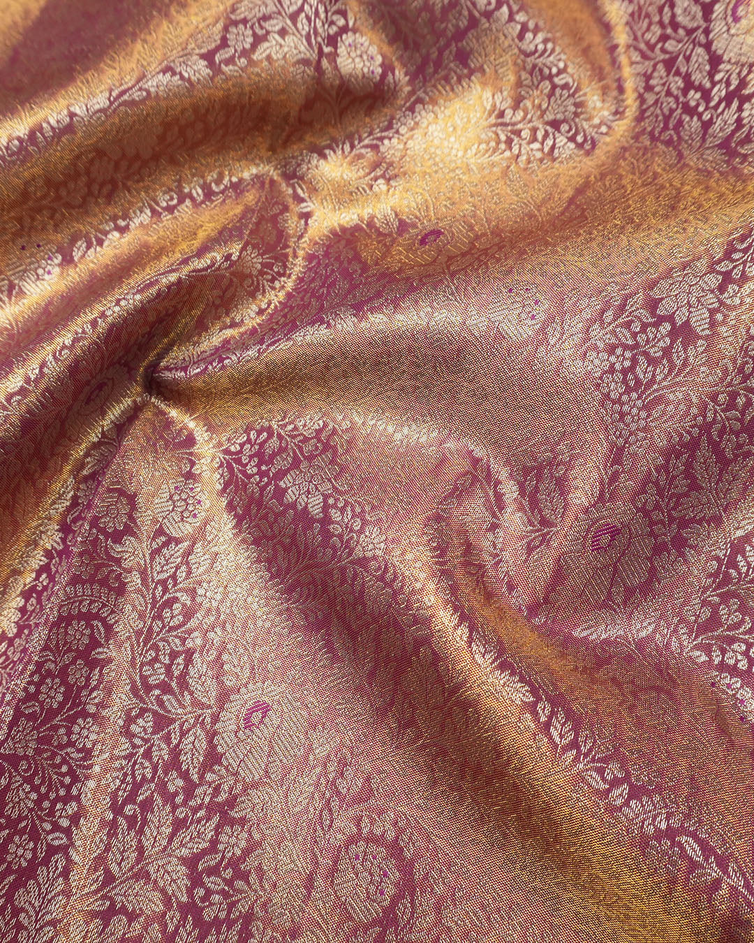 Purple Pure Kanjivaram Saree with Intricate Royal Floral Weaving