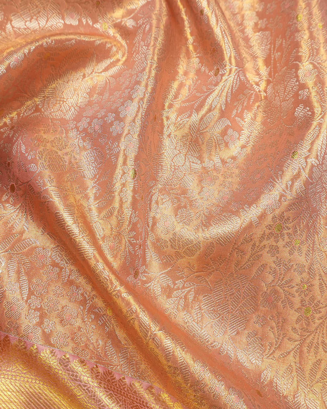 Petal Pink Pure Kanjivaram Saree with Floral Jaal Weaving