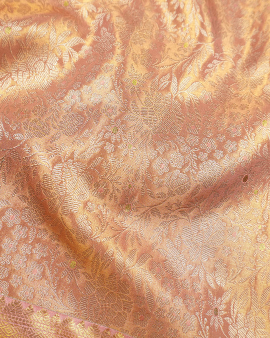 Petal Pink Pure Kanjivaram Saree with Floral Jaal Weaving