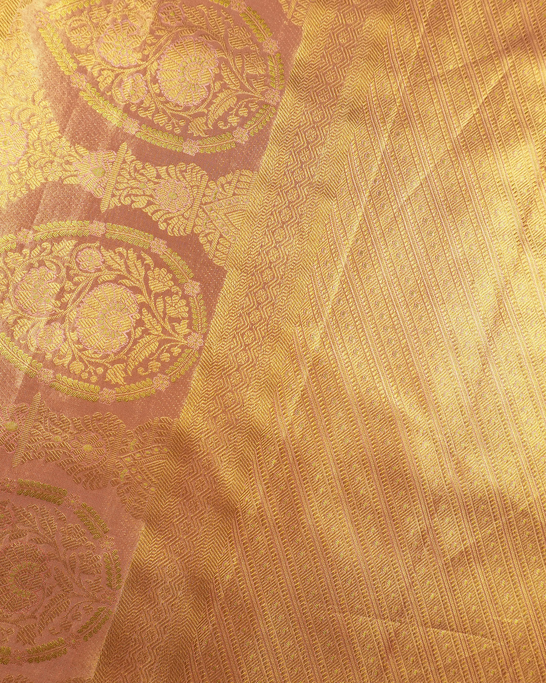 Petal Pink Pure Kanjivaram Saree with Floral Jaal Weaving