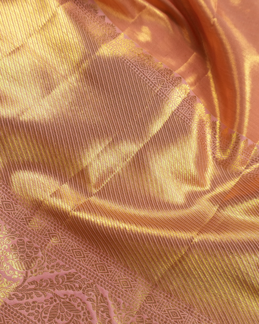 Petal Pink Pure Kanjivaram Saree with Floral Jaal Weaving
