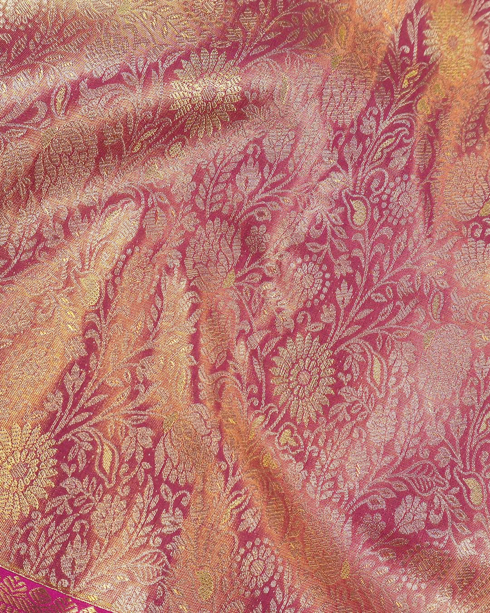 Dynasty Rose Pure Kanjivaram Saree with Floral Jaal and Royal Border