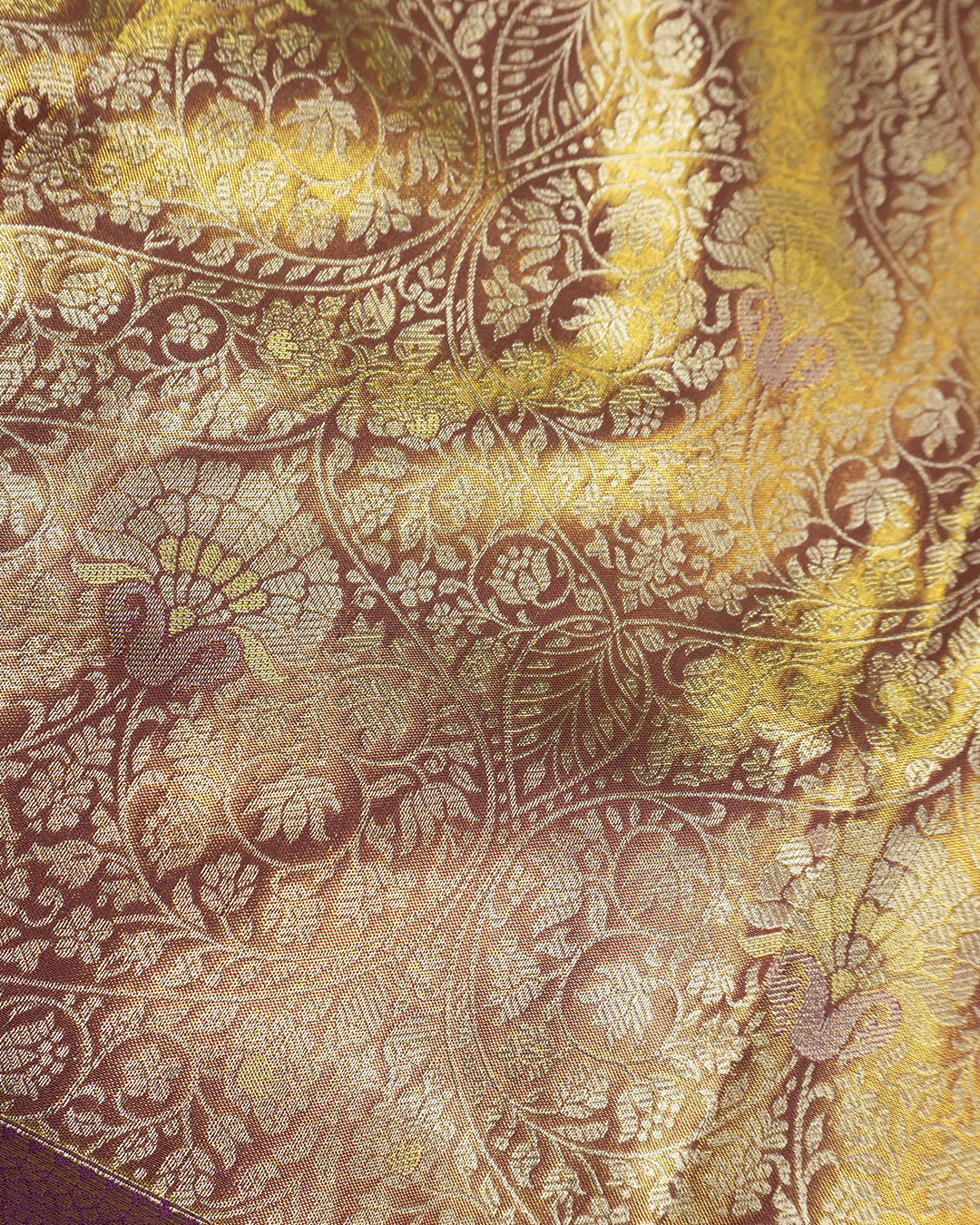 Majestic Violet Pure Kanjivaram Saree with Medallion Floral Weaves