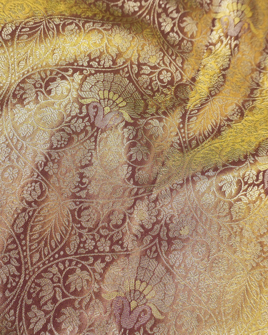 Majestic Violet Pure Kanjivaram Saree with Medallion Floral Weaves