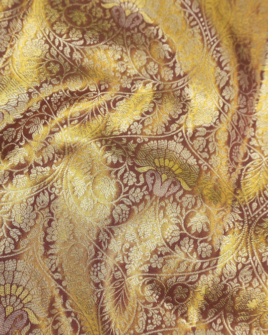 Majestic Violet Pure Kanjivaram Saree with Medallion Floral Weaves