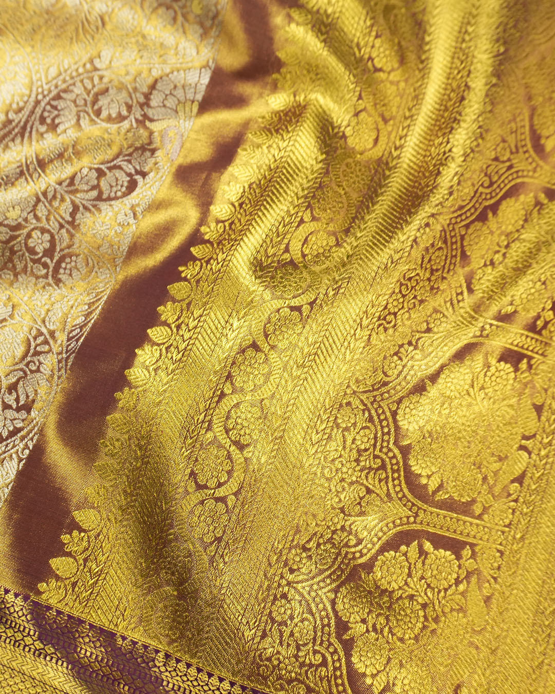 Majestic Violet Pure Kanjivaram Saree with Medallion Floral Weaves