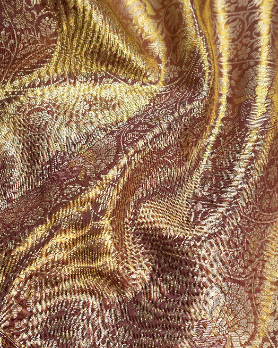 Majestic Violet Pure Kanjivaram Saree with Medallion Floral Weaves