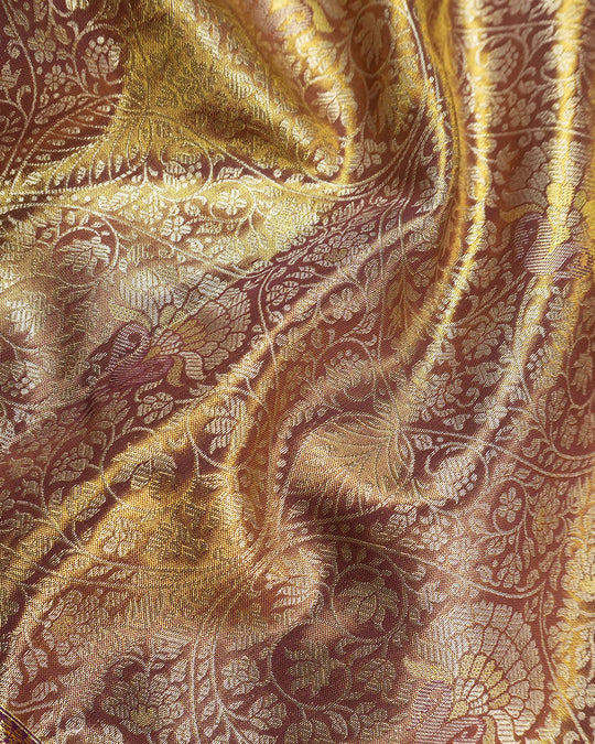 Majestic Violet Pure Kanjivaram Saree with Medallion Floral Weaves