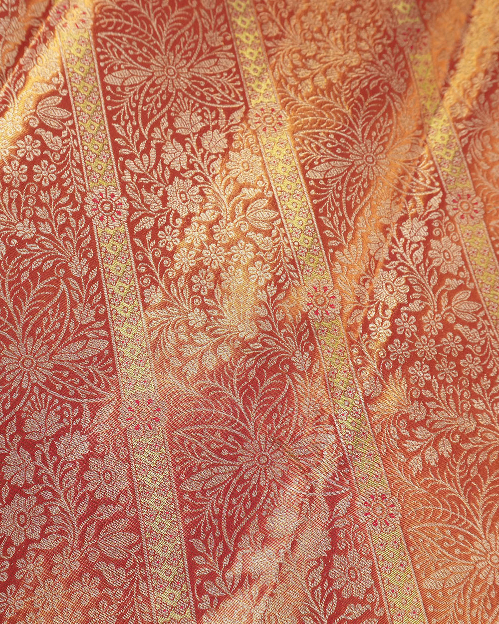 Rose Pink Pure Kanjivaram Saree with Diagonal Garden Motifs Weaves