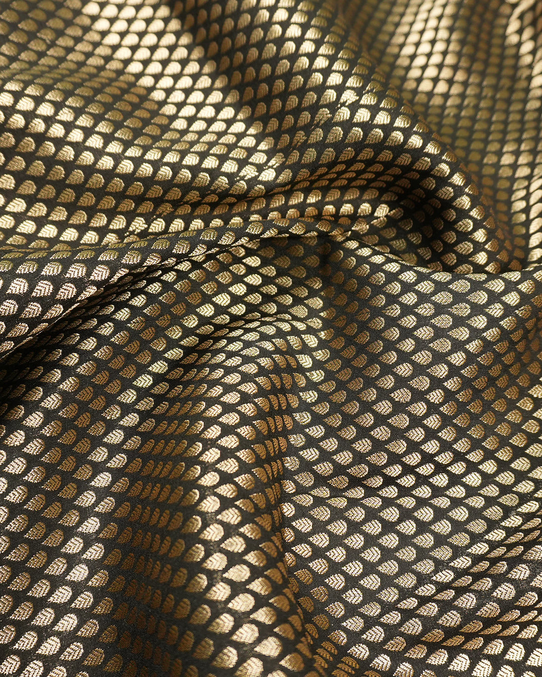 Black Pure Banarasi and Tissue Silk Saree with Royal Floral Stripe Weaves