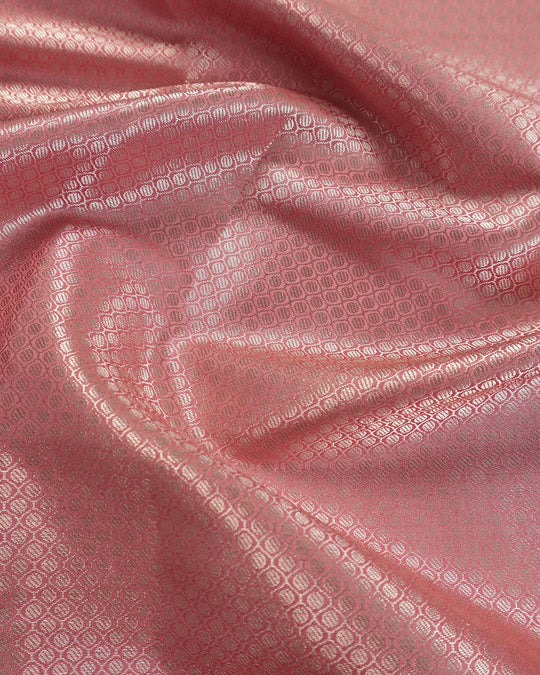 Pink Pure Banarasi and Tissue Silk Saree with Regal Floral Jaal Weaves - katansi