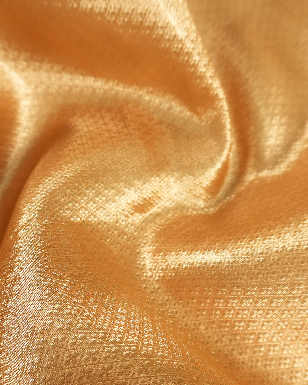Sunlit Peach Pure Tissue Saree with Checkered Weave and Heritage Border