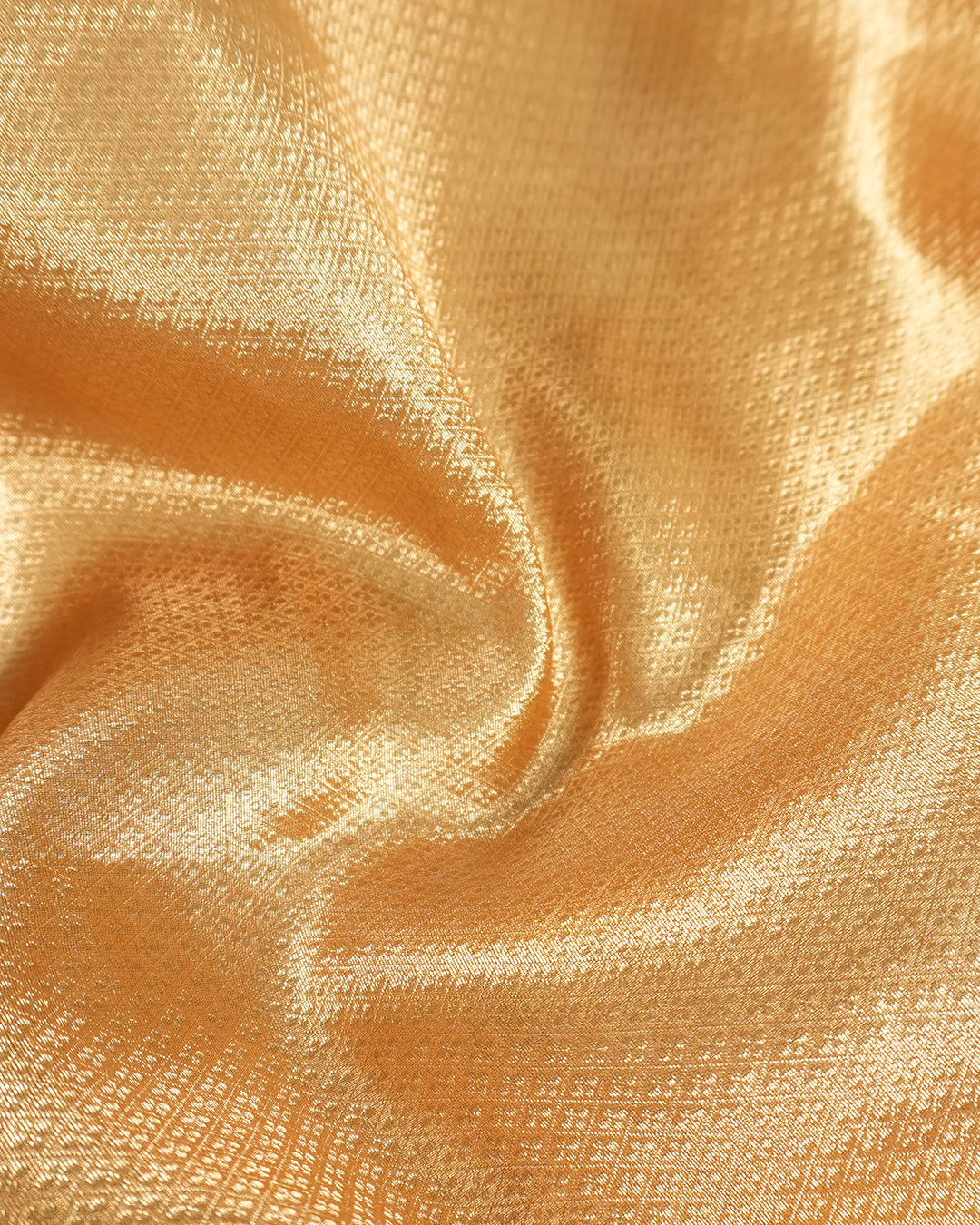 Sunlit Peach Pure Tissue Saree with Checkered Weave and Heritage Border