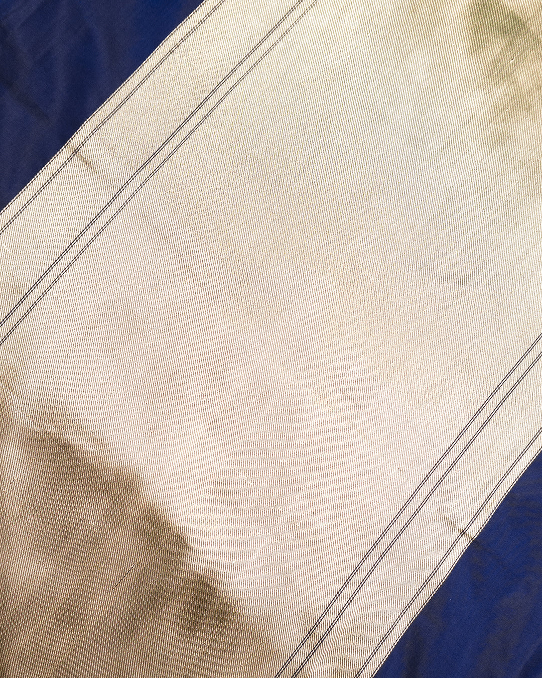 Blue Pure Katan Saree with Architectural Banaras Ghat & Temple Weaving