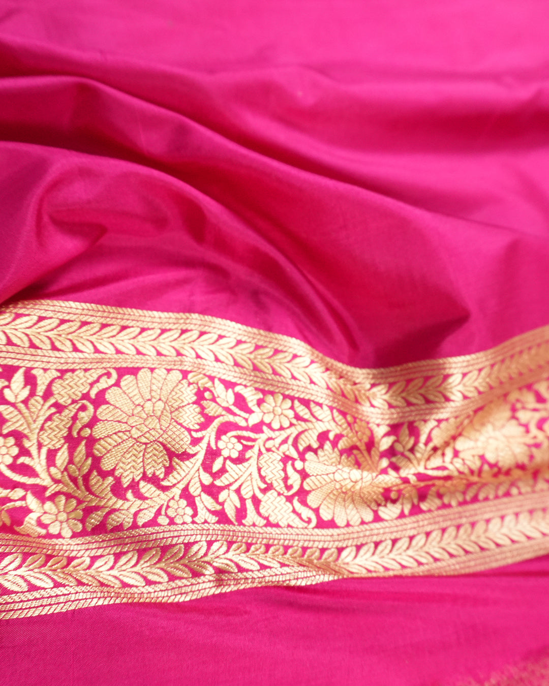 Pink Pure Katan Saree with Classic Floral Meenakari Weave