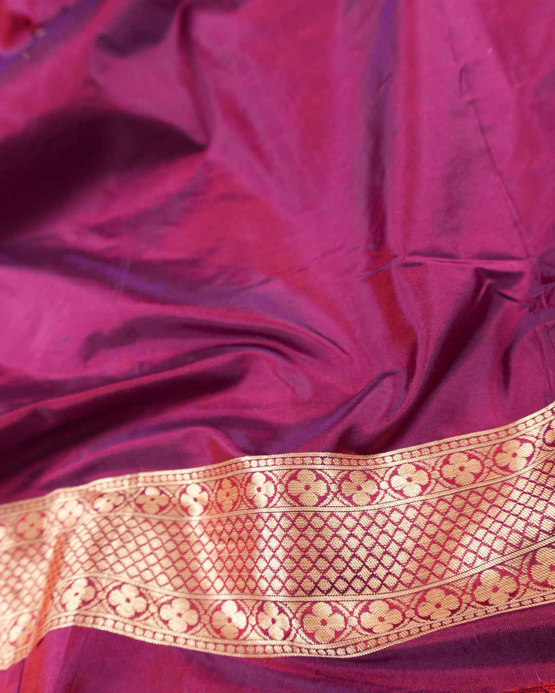Purple Pure Katan Saree with Multitone Floral Meenakari Butidar Weaves