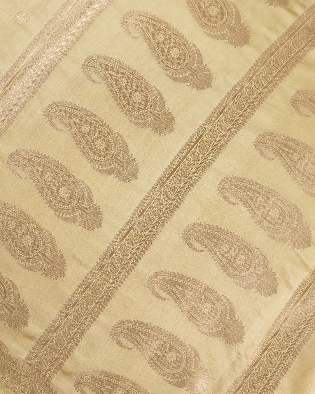 Cream Pure Banarasi Saree with Minimal Butidar Zari Weaving