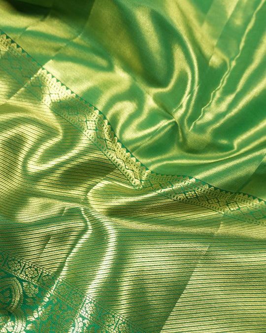 Green Kanjivaram Saree with Heritage Floral Weavings