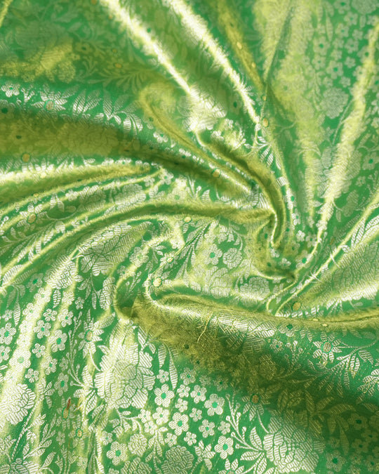 Green Kanjivaram Saree with Heritage Floral Weavings