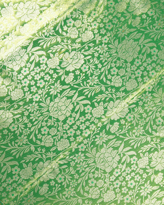 Green Kanjivaram Saree with Heritage Floral Weavings
