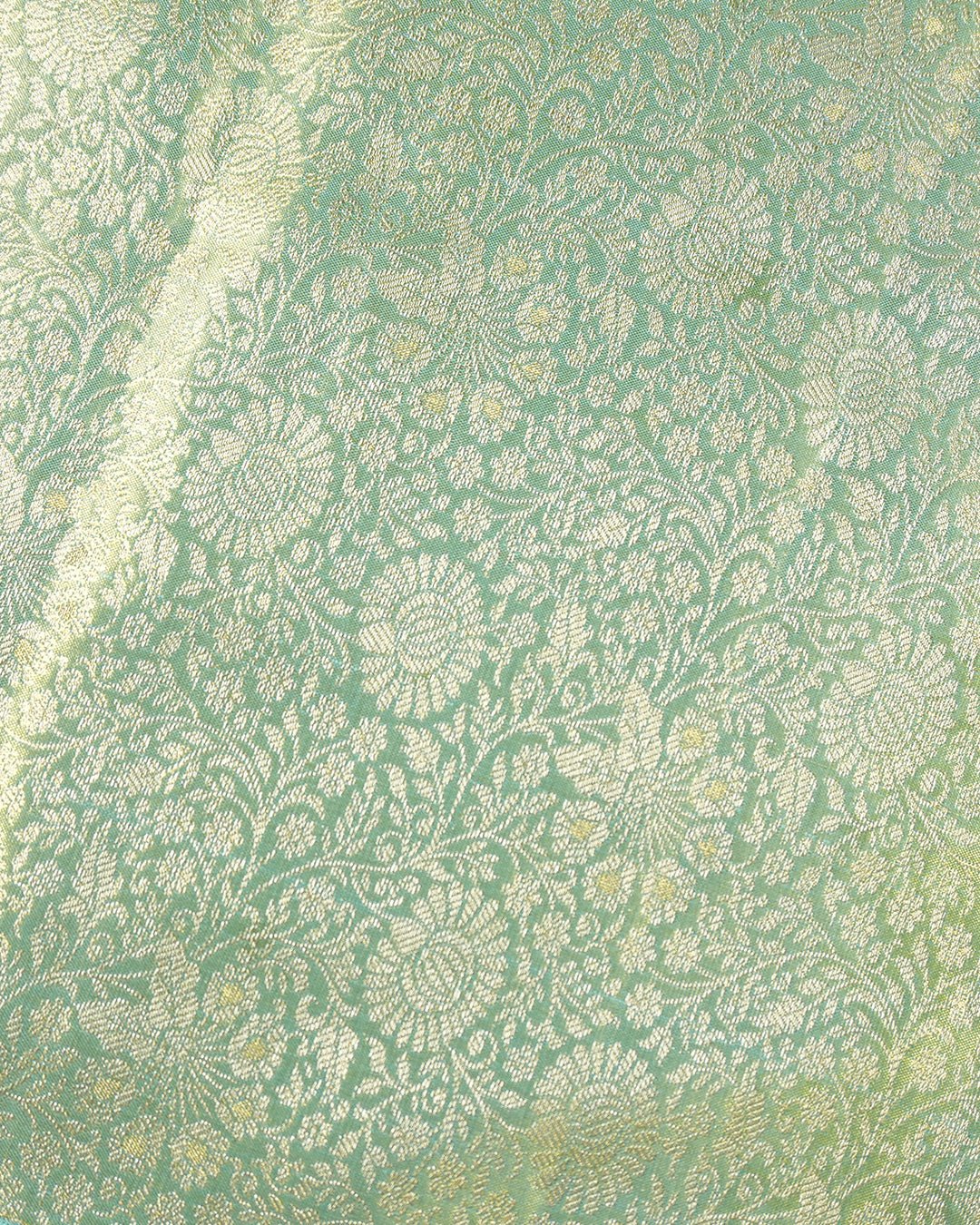 Cyan Blue Pure Kanjivaram Saree with Floral Jaal Weaves - katansi