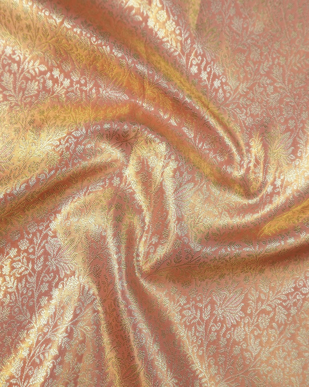 Pink Pure Kanjivaram Saree with Filigree Floral Jaal Weave - katansi