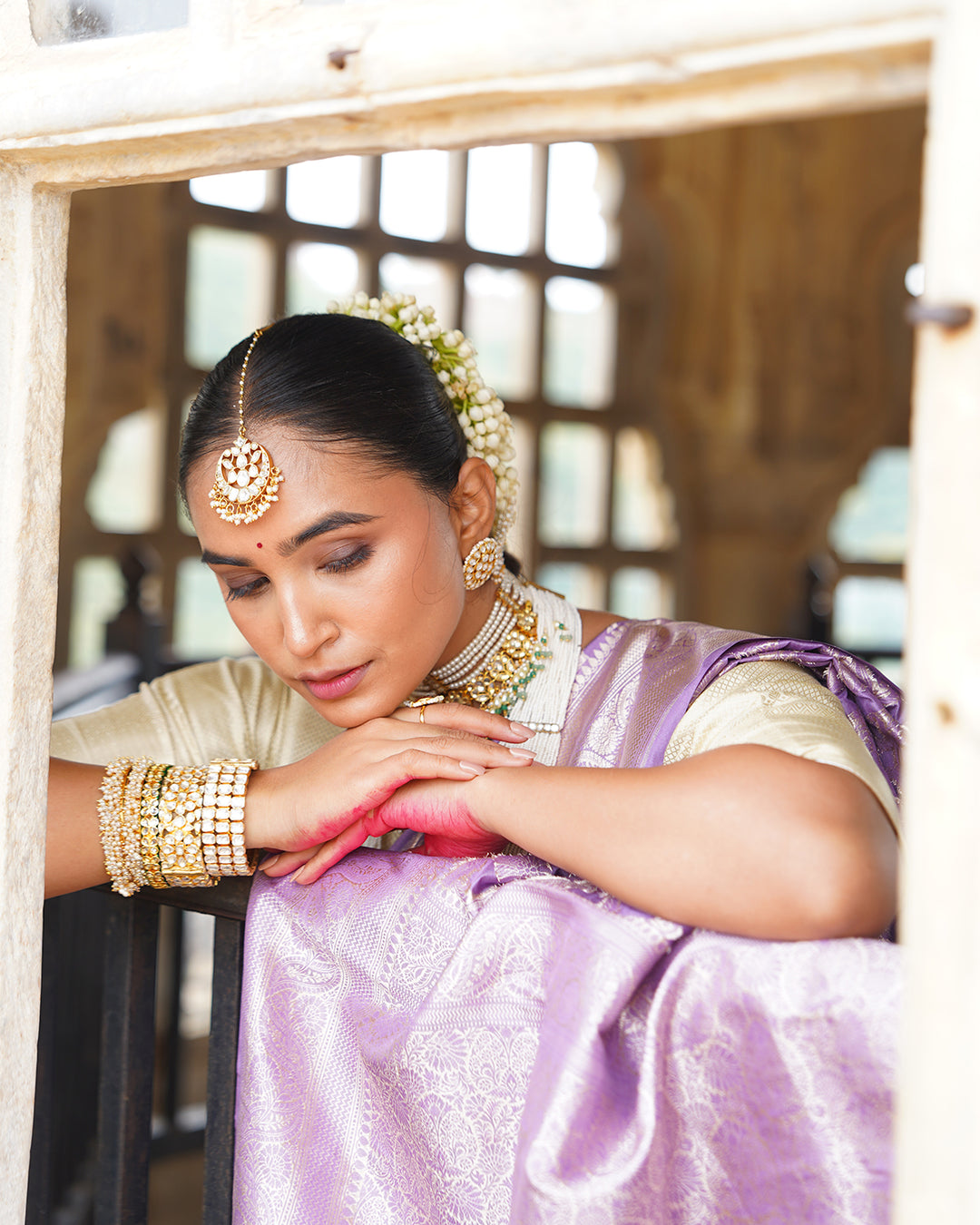 Royal Purple Pure Katan Saree with Heritage Floral Jaal Patterns