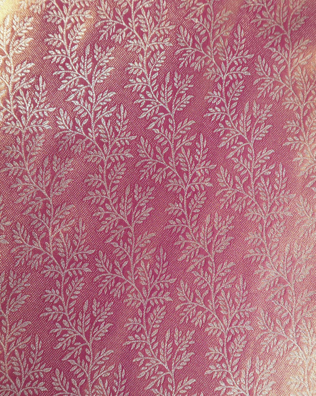 Rose Pink Pure Kanjivaram Saree with Veil Flower Jaal Weaving - katansi