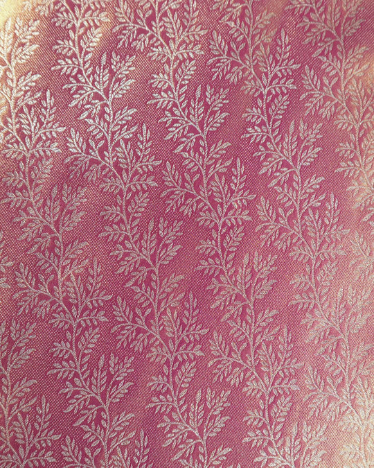 Rose Pink Pure Kanjivaram Saree with Veil Flower Jaal Weaving - katansi