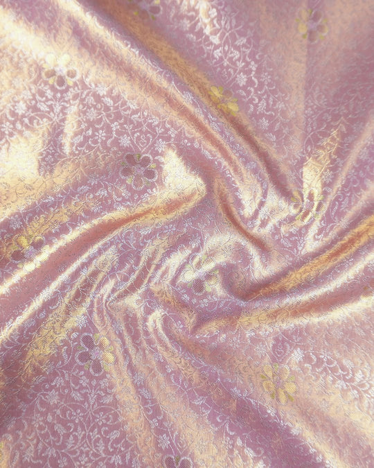 Orchid Mauve Pure Kanjivaram Saree with Intricate Floral Weaving - katansi