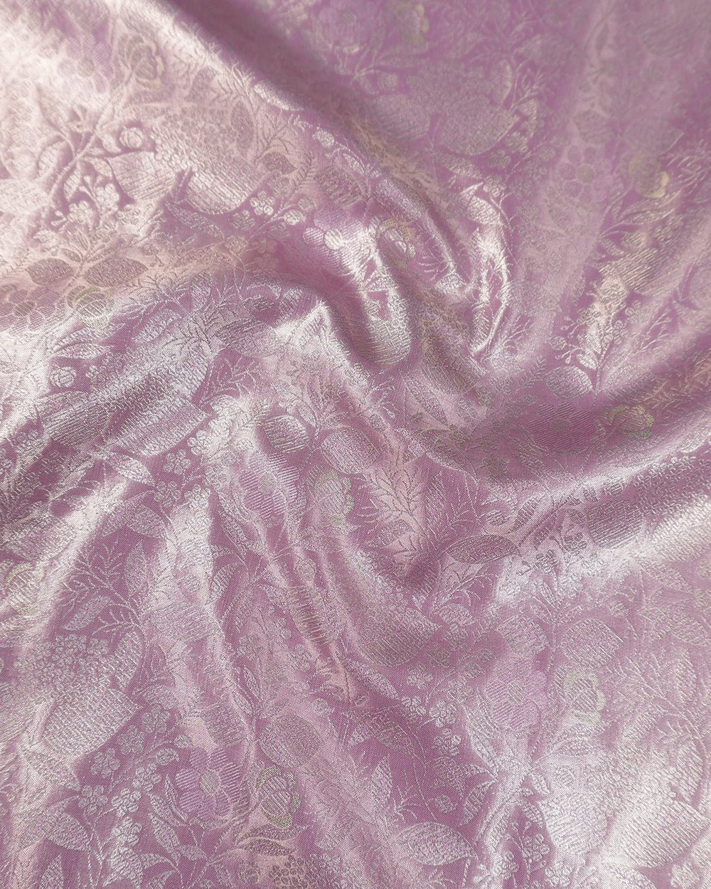 Pink Pure Kanjivaram Saree with Shimmering Floral Tapestry Weaves - katansi