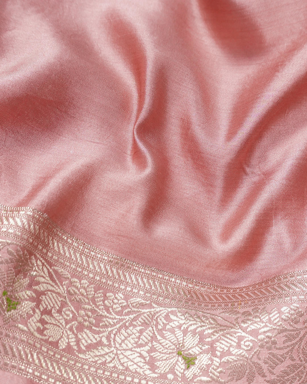 Rose Pink Pure Banarasi Saree with Multi-color Meenakari Floral Weaves
