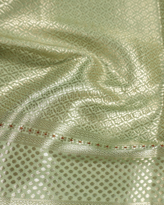 Pistachio Pure Banarasi Saree with Intricate Legacy Weaves