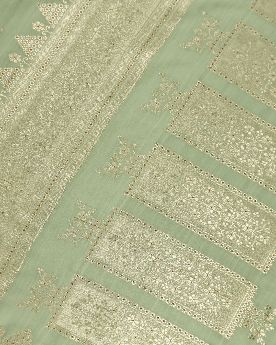 Pistachio Pure Banarasi Saree with Intricate Legacy Weaves