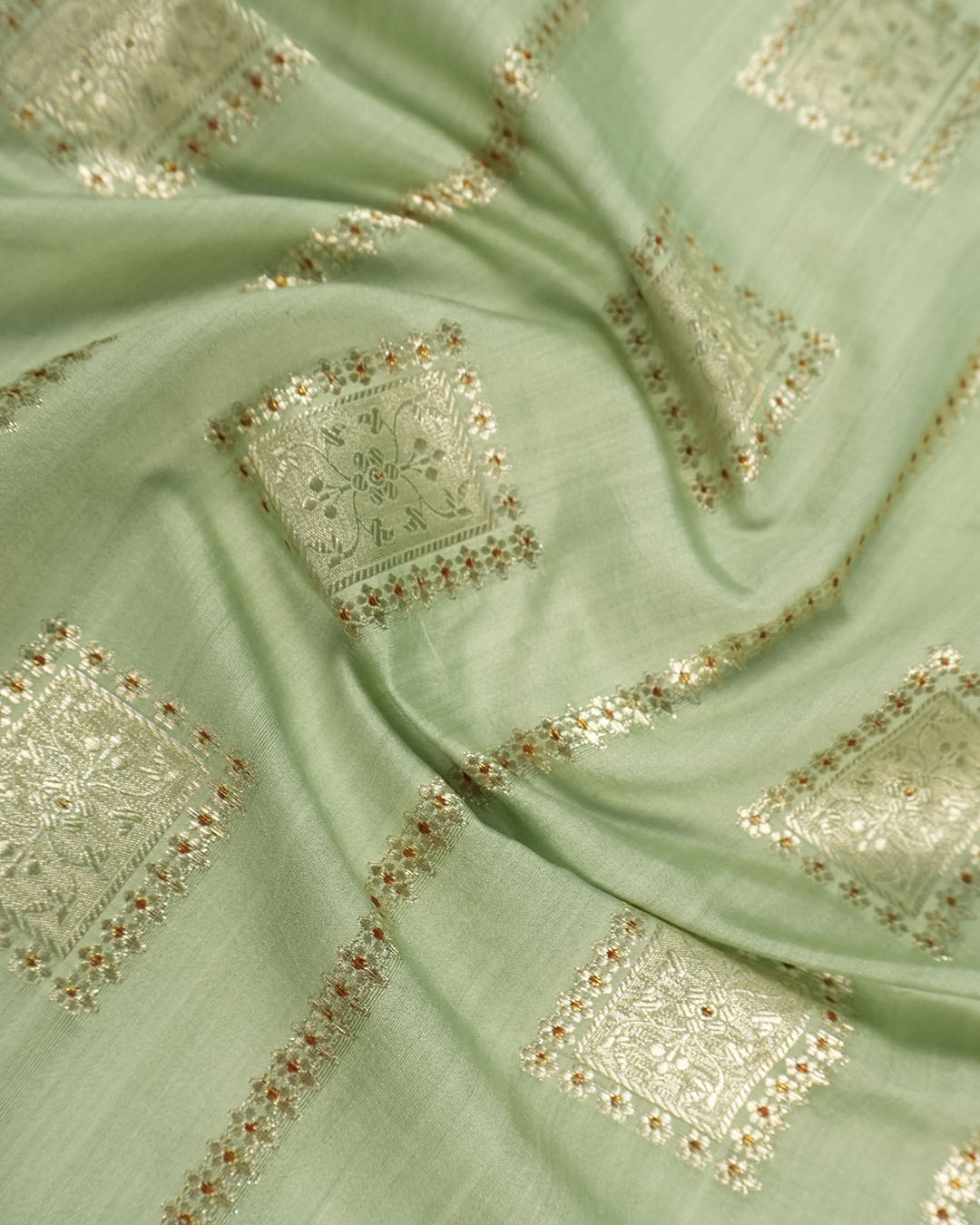Pistachio Pure Banarasi Saree with Intricate Legacy Weaves