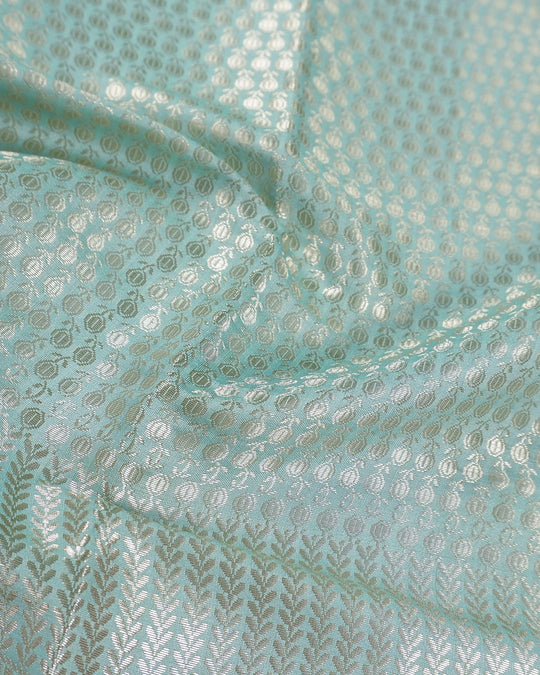 Pale Turquoise Pure Banarasi Saree with Butidar Motifs and Meenakari Border