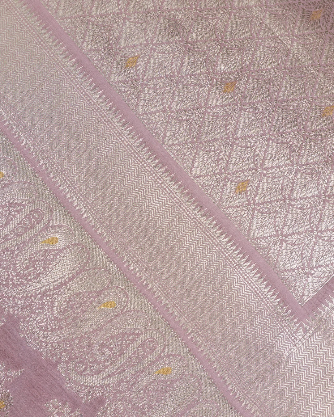 Orchid Mauve Pure Banarasi Saree with Traditional Paisley Weaves