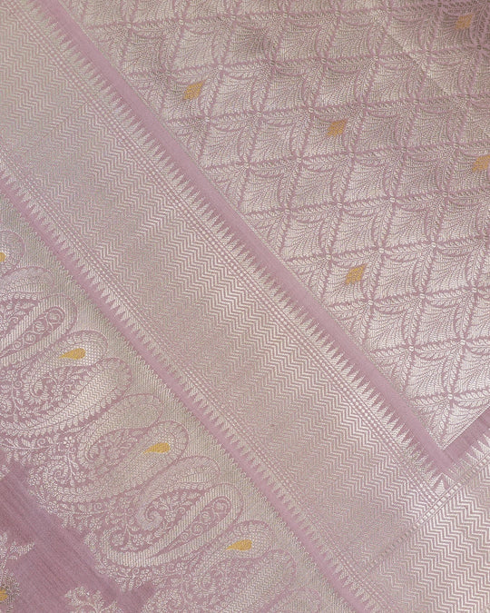 Orchid Mauve Pure Banarasi Saree with Traditional Paisley Weaves