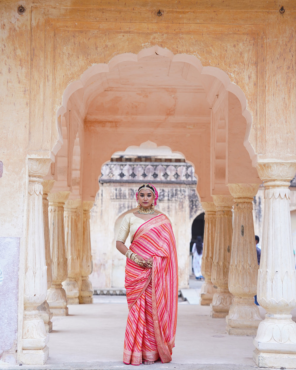 Multi Radiant Rangkat Pure Chiffon Saree with Zari Stripes