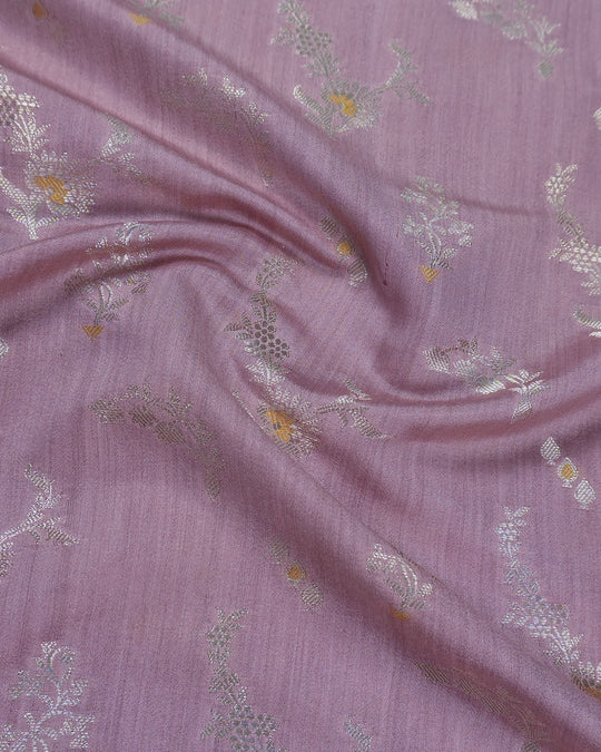 Orchid Mauve Pure Banarasi Saree with Traditional Paisley Weaves - katansi